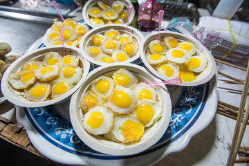 Quail eggs and fried quail eggs of delicious