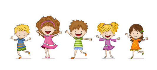 Four funny Cartoon Kids