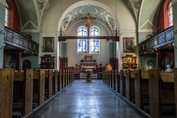 Fototapeta premium Queen Mary's Church in Poznan, Kosciol Maryi Krolowej - Nave