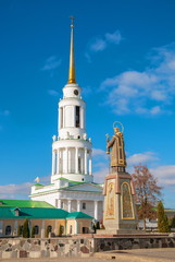 Monument to St. Tikhon of Zadonsk and bell tower of Nativity of the Mother of God Monastery