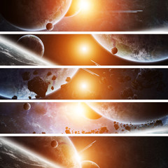 Sunrise over planet Earth in space