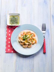 shrimp marinated with mint and lemon peel