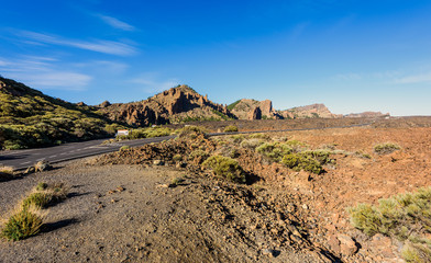 Open road on Tenerife.  Beautiful landscape of Tenerife island, Spain 