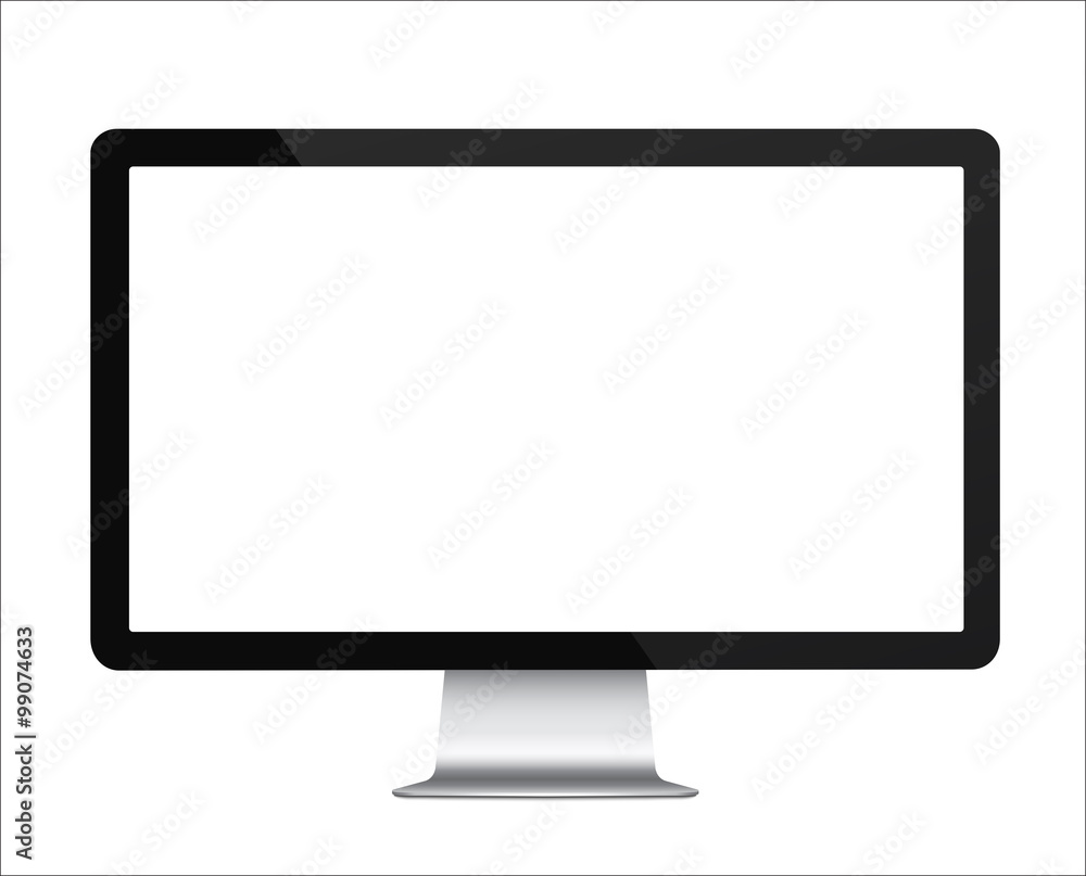 Poster Computer display with blank white screen isolated. Vector illustration