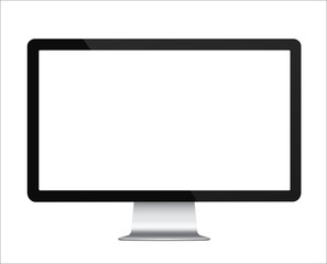 Computer display with blank white screen isolated. Vector illustration