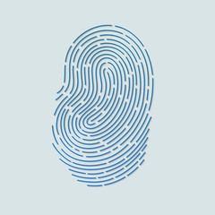 Blue touch fingerprint id app with shadows vector illustration