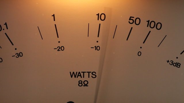 Antique audio decibels meter measuring at slow sound rhythm