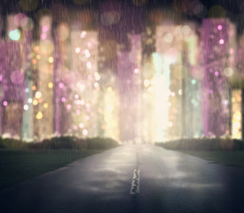 Naklejka premium Night city bokeh background