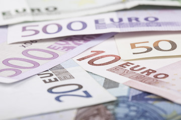 Euro banknotes closeup