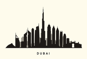 Dubai skyline silhouette  - 99075830