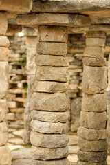 Ancient detached uncut stone columns