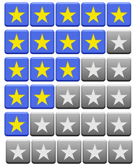 Bewertungssystem blau grau gelb