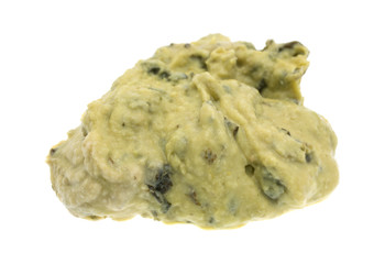 Spinach hommus on a white background