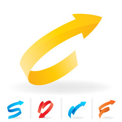 Colourful ribbon arrows set collection. Vector illustration.