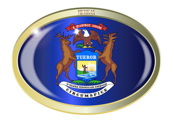 Michigan State Flag Oval Button