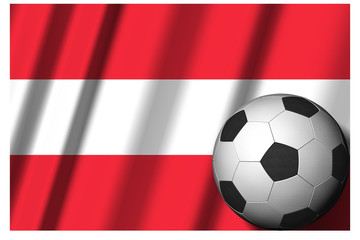 Fototapeta premium Calcio Europa_Austria_001 Classica palla utilizzata nel gioco del calcio con, sullo sfondo, la bandiera nazionale. 