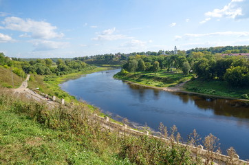 Fototapeta na wymiar The town of Rzhev, Tver region. View on the Volga river