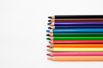 line of colored pencils