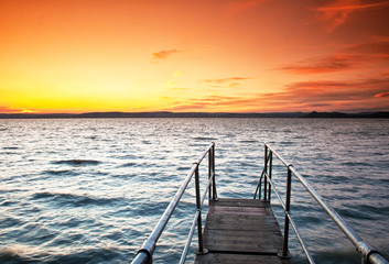 Naklejka na ściany i meble Sunset over lake Balaton