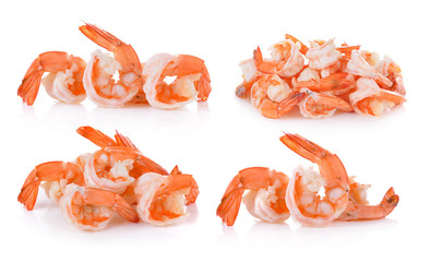 boiled shrimp on white background
