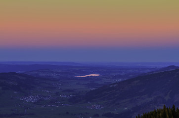 Sonnenuntergang auf dem Rottachsee, Allgäu