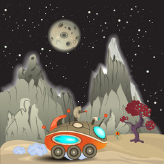Fototapeta premium Alien surface with a space car