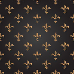 Fleur de lis seamless vector pattern. French vintage stylized lily luxury symbol - obrazy, fototapety, plakaty