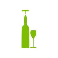 vector icons related to wine including wine bottle, wine glass, corkscrew