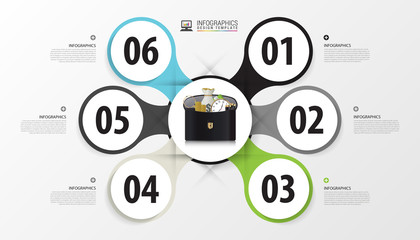 Infographic report template with circles and icons. Vector illustration