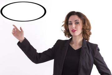 Businesswoman presenting a copyspace