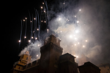 Fireworks for New Year's Eve in Ferrara