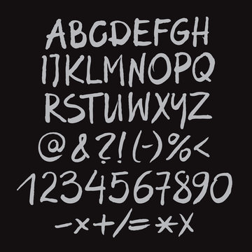 Grey vector alphabet written with a pen.