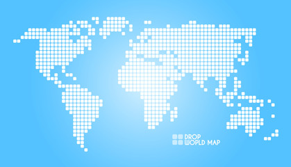Blue vector dots world map.
