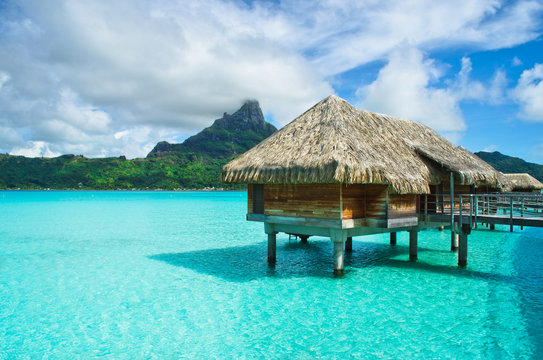 Thatched Roof Honeymoon Bungalow On Bora Bora