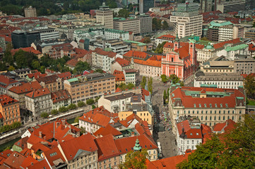 Fototapeta na wymiar View from above on Ljubljana, Slovenia