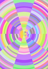 Cheerful abstract background with multicolored fragments in circle grid. Vivid colors, place for own text or message