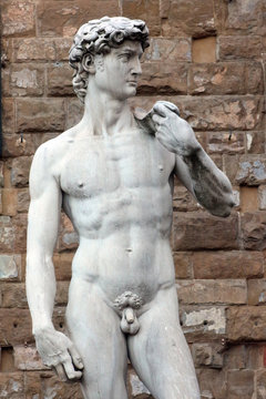 FLORENCE, ITALY - NOVEMBER, 2015: Statue of Michelangelo's David in the Piazza della Signoria