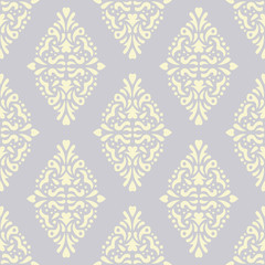 Floral damask seamless lace pattern. Vintage seamless baroque wallpaper. Vector illustration.