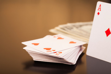 set of playing card with dices