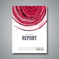 Business Report Design Background with Colorful Red Circle Shape, simulating Watercolor. Brochure Cover Magazine Flyer Template Banners, vector illustration