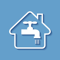 Logo maison et consommation eau.