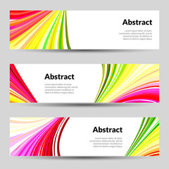 Set of Colorful Curved Lines Backgrounds Banners and place for Text Vector illustration