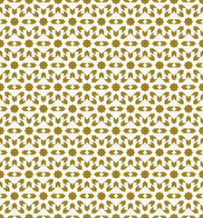 Seamless background image of golden star geometry kaleidoscope pattern.
