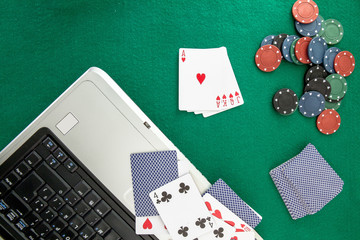 Image related to classic and online casino  games  on a green background from a player's perspective