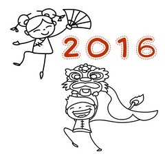 hand drawing Chinese New Year cartoon character
