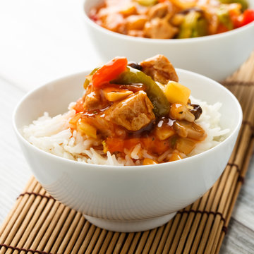 Reis mit süß-sauren Gemüse - rice with sweet and sour veggies