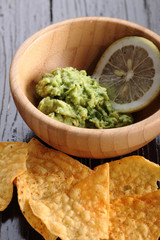 guacamole with corn chips