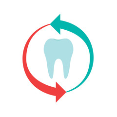 Tooth With Arrows Vector Illustration.