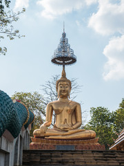 Big Buddha statue in Buddhist temple in Thailand