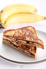 French toast filled banana and chocolate.
